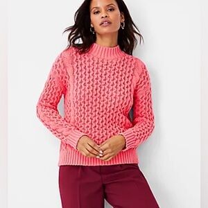 Ann Taylor Women’s XL HONEYCOMB CABLE SWEATER IN WATERMELON FIZZ